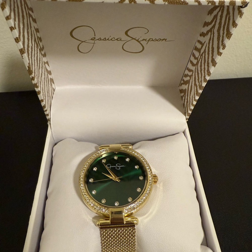 Jessica Simpson Green and Gold Women's Watch